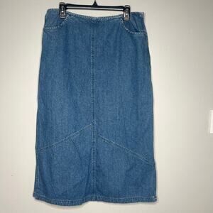 VTG Christopher & Banks Maxi Denim Jean Skirt Sz 14 Country Cottagecore Western